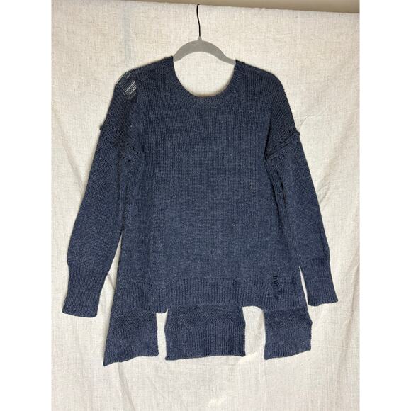 Wildfox Blue Crewneck Distressed Cutout Hem Sweatshirt Sz. XS - Picture 1 of 8